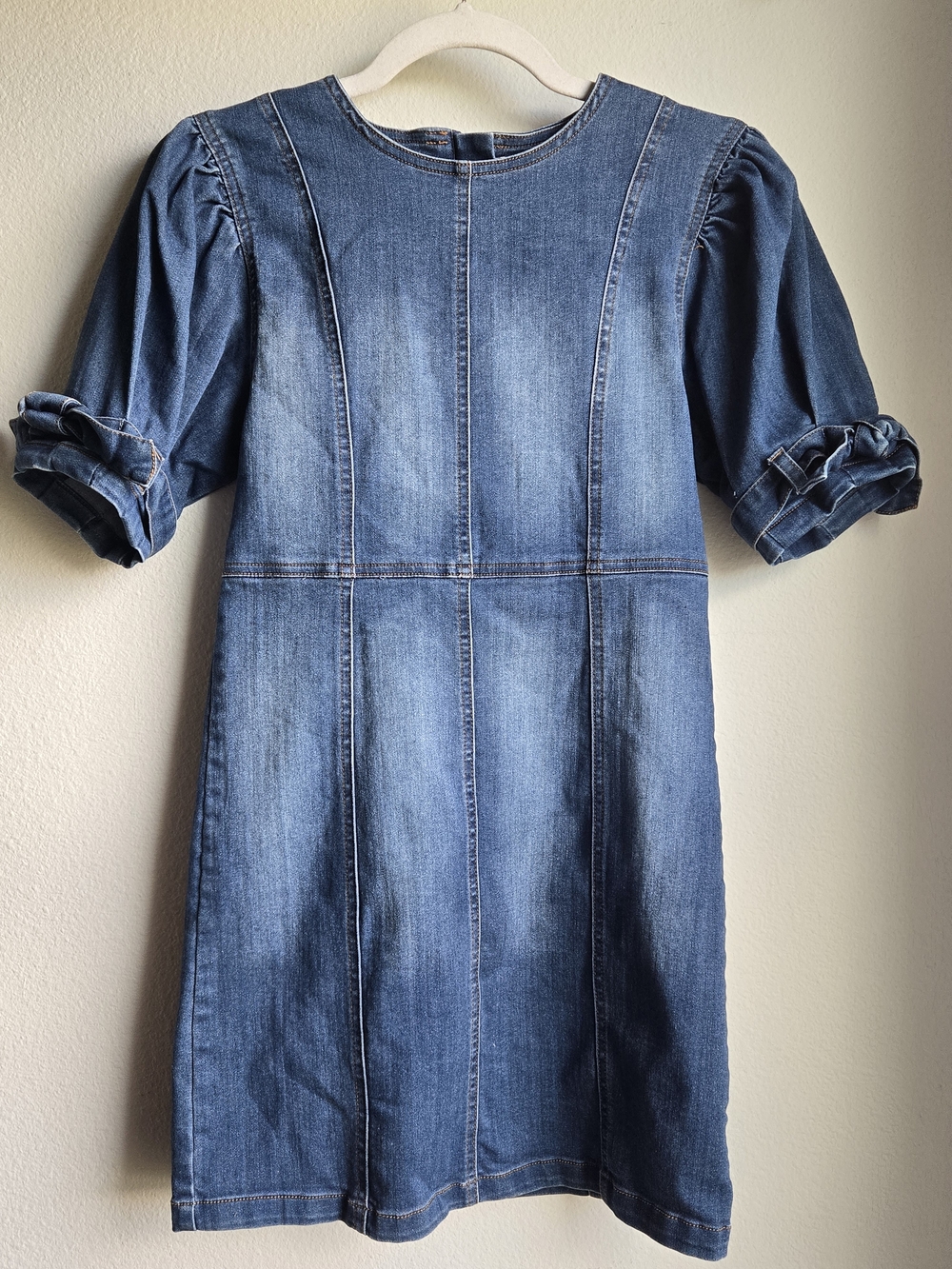 Habitual Girls Denim Blue Puff-Sleeve Dress, Sz 12